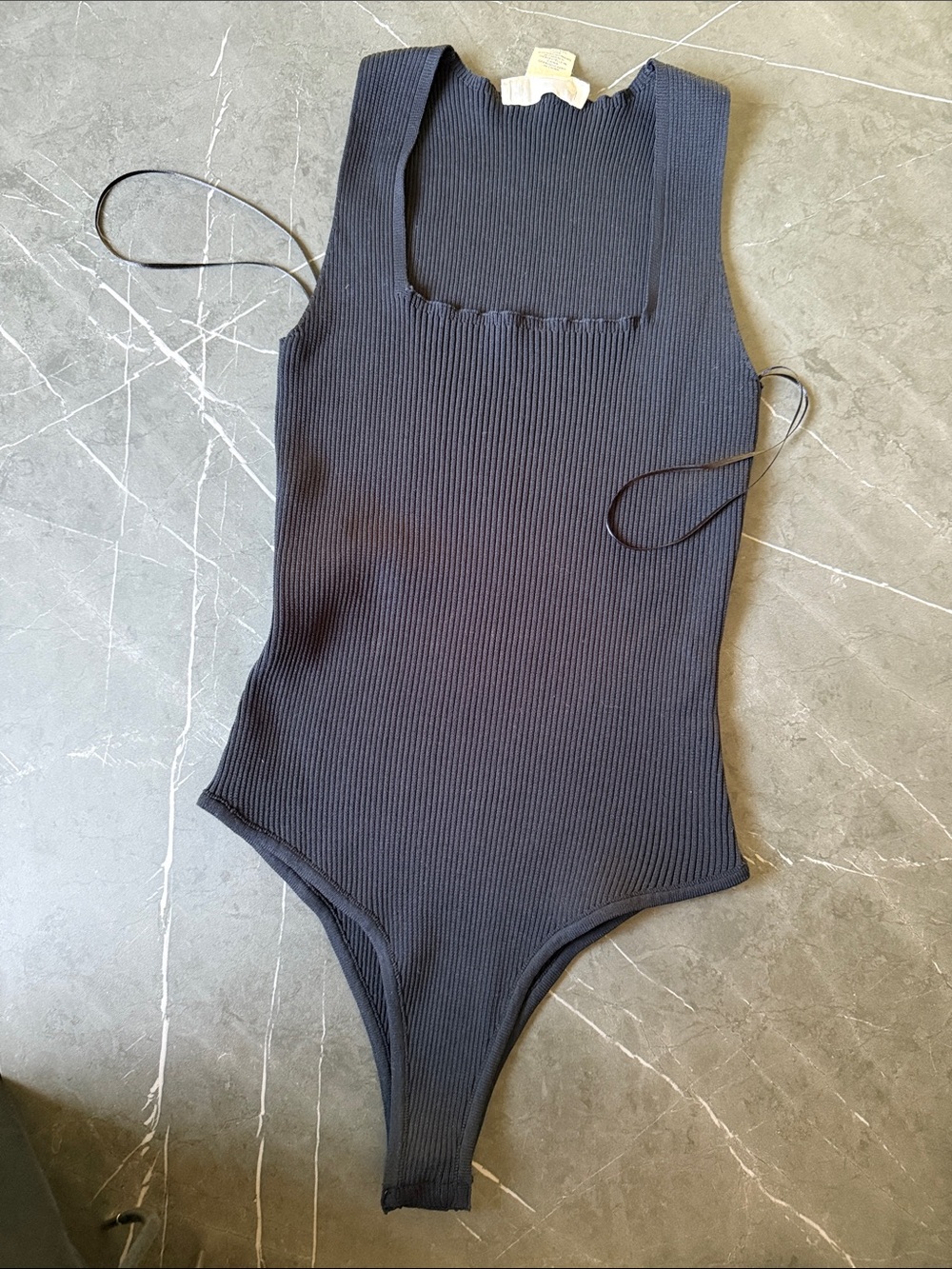 Happily Grey Black Ribbed Tank Bodysuit